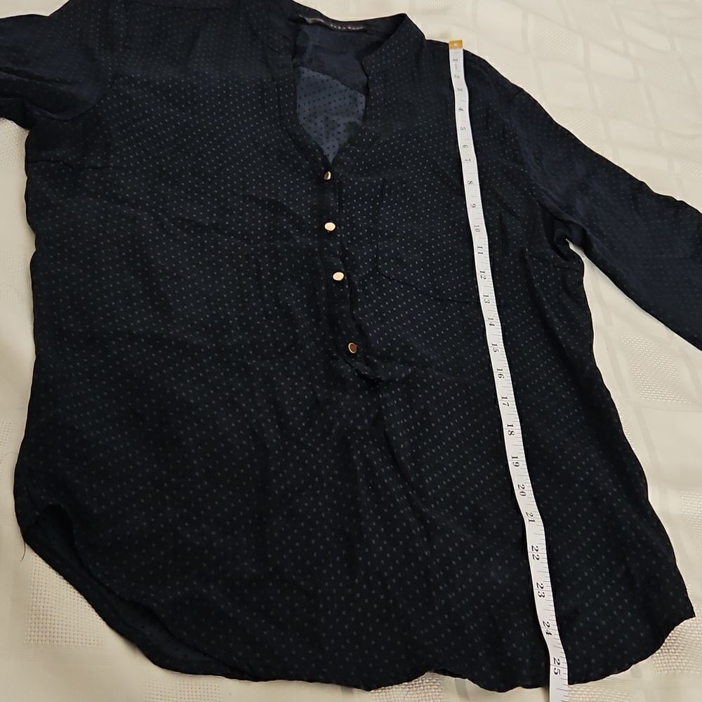 Zara Women's Casual Button-Down Shirt Long Sleeves Shirt Navy Blue Small - Picture 10 of 16